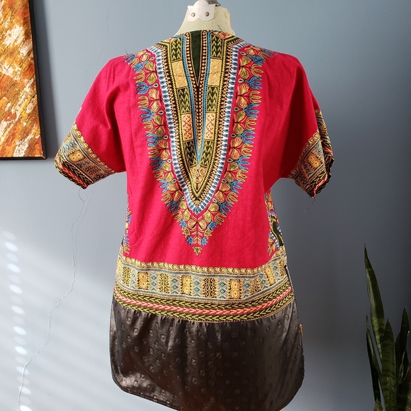 Leather patchwork dashiki top - Picture 5 of 7